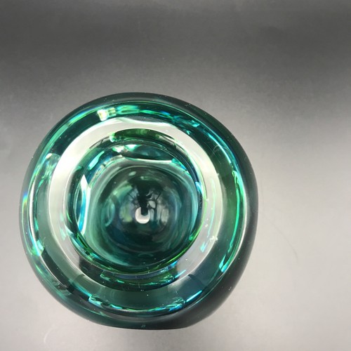 Sommerso Green / Blue Faceted Art Glass Vase Cube Heavy Murano? - Picture 3 of 7