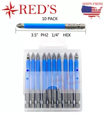 10Pcs 1/4'' Magnetic Hex Shank Anti-slip PH2 Phillips Screwdriver Drill Bits Set