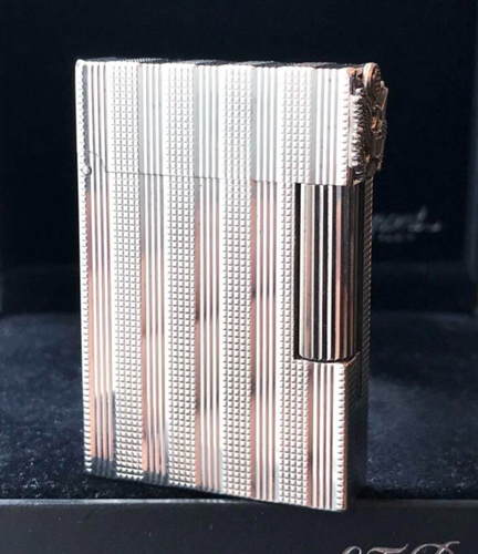 ST. Dupont Gas Lighter Silver Stripe Gatsby Line 2s Eagle Emblem Custom No Box - Picture 2 of 16