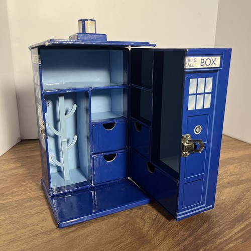 Doctor Who Tardis Jewelry Box w/6 Drawers, Ring Hanger, Mirror, Heavy Cardboard - Picture 3 of 5