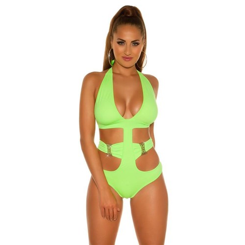 Sexy collar de mujer Monokini verde neón #BI718 - Imagen 5 de 28