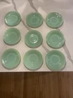 7 Vintage Fire King Jadeite Plates Green Saucers 5.75"  Ribbed
