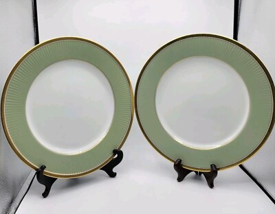 FITZ & FLOYD CLASSIQUE PAPILLION DINNER PLATE GREEN BUTTERFLY Set Of 2