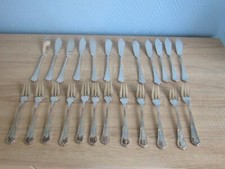 Service a poisson en métal argenté modèle filet 24 pièces+ housse de rangement