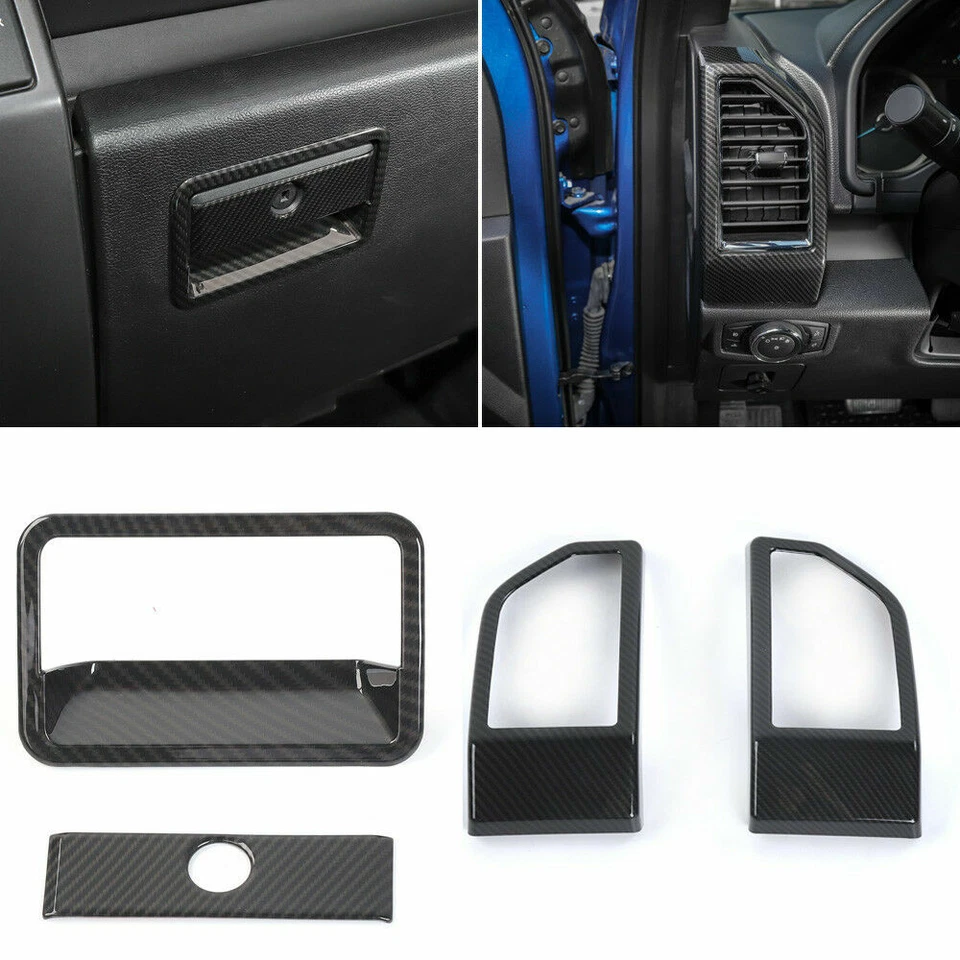 19 PIEZAS Fibra de Carbono Decoración Interior Accesorios Cubierta Ajuste Ford F150 15+ Foto 2 de 4