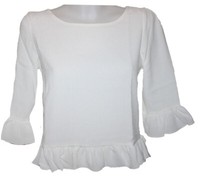 Damen Bluse 3/4 Langarm Langarmbluse 9 Ruffle Sleeve Top Weiss Love 36 38
