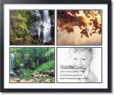 ArtToFrames Collage Mat Picture Photo Frame - 4 11x14'' Openings Satin Black 9