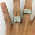 3Ct Round Cut REAL Moissanite Heart Wedding Trio Ring Set 14K White Gold Plated — photo 1