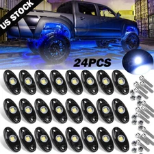 24Pcs Blue LED Rock Light Pods Underbody Glow Lamp Offroad SUV Pickup Truck UTV