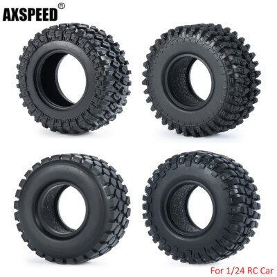 4PCS Rubber Mud Terrain Wheel Tires for 1/24 Crawler Car Axial SCX24 Micro Car