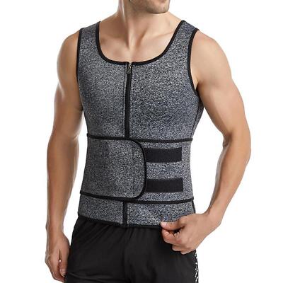 Männer Sauna Weste Taille Trainer Neopren Schweiß Tank Top Zipper Bauch
