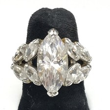 Vintage Gold Vermeil Over Sterling Silver Crystal Stunning Design Ring sz 5