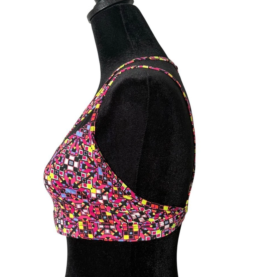 Victoria's Secret Sports Bra Strappy Back Geometric Print Mesh Womens L Athletic - Image 4 of 4