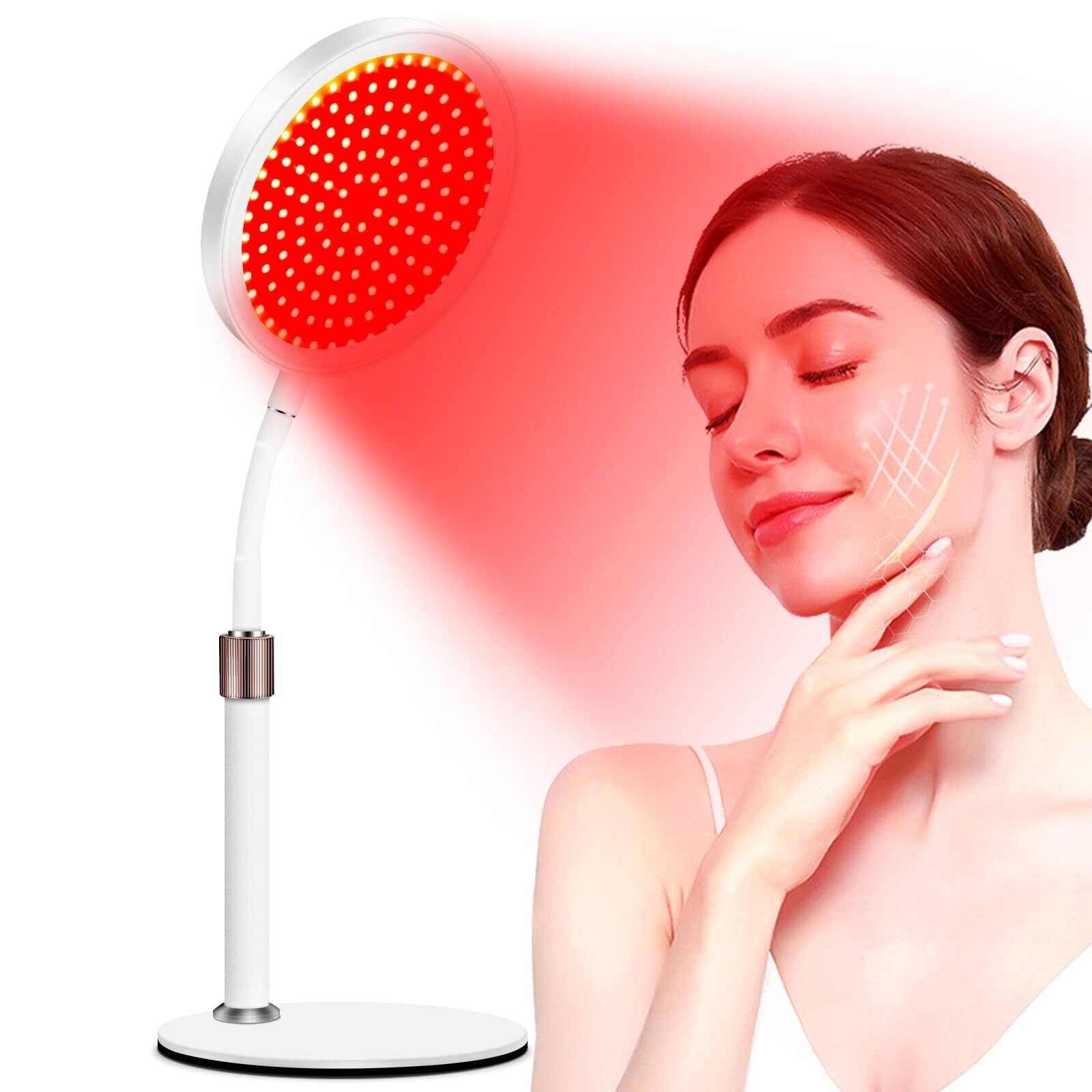 Red Light Therapy for Face and Neck, 660nm Red Light Therapy Lamp with Adjust...