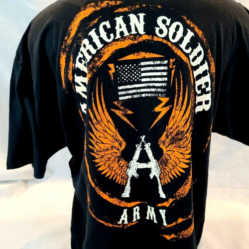 Apprime American Soldier Army XXL Black White Orange american Flag T- Shirt NWT - Picture 4 of 7