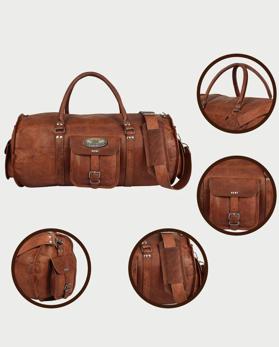 Men Duffel Weekend Bag All Time GVB Bull Leather Luggage Gym