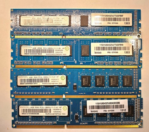 16GB (4x4GB) Ramaxel RMR5040ED58E9W-1600 UDIMM 1600 MHz DDR3 Desktop RAM - Picture 1 of 1