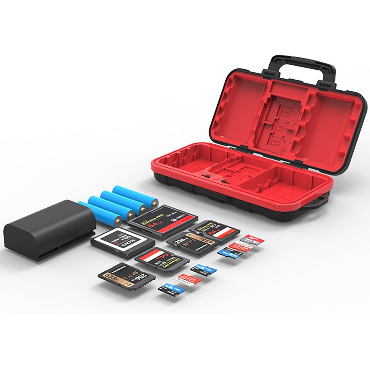 Étui Rangement Cartes Mémoire Photo - Pour 3 SD, 4 CFB/XQD Et 2 Batteries, Organisation Sac Photo