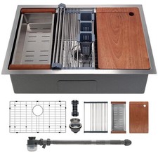 SANYCASA Kitchen Sink 32" x 19" Multifunctional Undermount Workstation Kitchen S