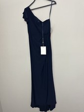 NWT MAC DUGGAL Navy Blue One-Shoulder Draped Evening Gown 67858 Size 4