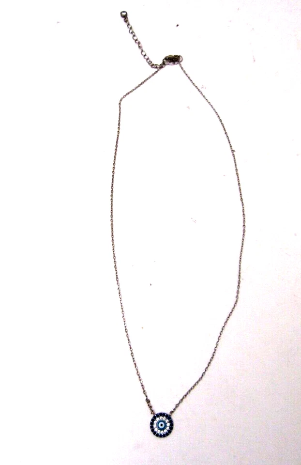 Collar de cadena Rolo colgante de plata de ley 925 con circonita cúbica de 17" de diámetro Foto 4 de 4