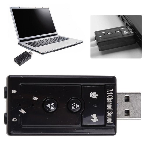 7.1 External PC USB Sound Card 3.5mm AUX Headphone Microphone Audio Adapter - Picture 8 of 9