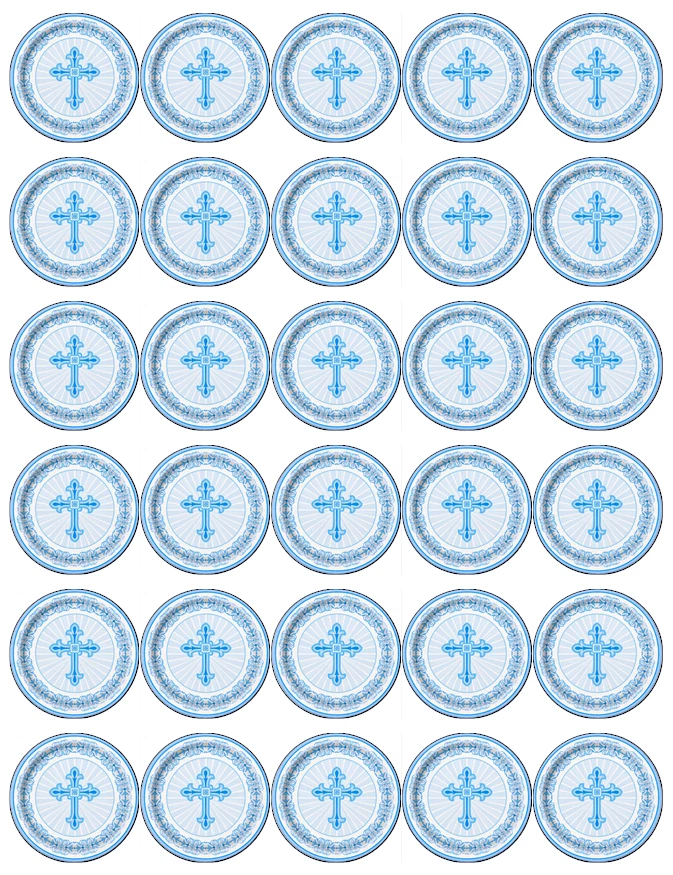 30 X Tauf- Oder Baptismus Blaue Cupcake Toppers Essbares Waffelpapier Feenkuchen - Bild 1 von 1