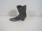 Fenton Iridescent Amethyst Daisy and Button Shoe Boot