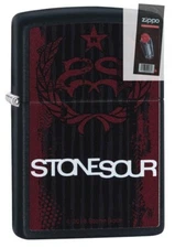Zippo 29731 Stone Sour Black Matte Finish Full Size Lighter + FLINT PACK