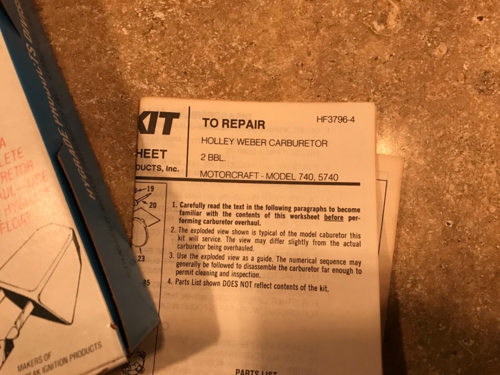 1409B STD HYGRADE CARB KIT 836 FORD 836 MERCURY HOLLEY WEBER 740 5740