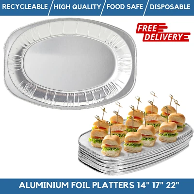 Aluminium Catering Serving Platters Party Foil Platters 14", 17", 22" Foil Trays