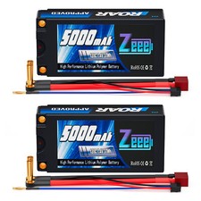 Zeee 2S Lipo Battery 5000mAh 7.4V 120C 5mm Bullet to T Roar Approved for RC Car
