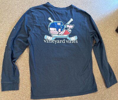 Vineyard Vines Whale Blue Hockey T-Shirt Long Sleeve Boys XL 18