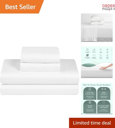 Queen Bed Sheets Cotton Percale 300 TC Ultra Soft Breathable Cooling Sets