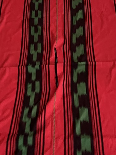 Vintage Mens Poncho Red Black & Green Tassels 51x67 Inches Wool Blend - Picture 5 of 10