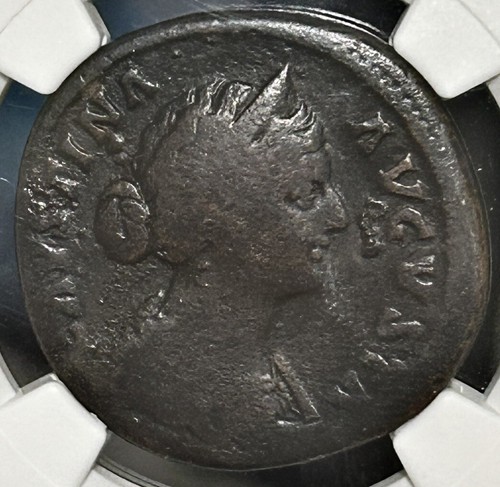 Faustina Jr AE Sesterzio Commodo e Annio Vero in trono NGC VG 5/5 3/5 - Foto 2 di 4