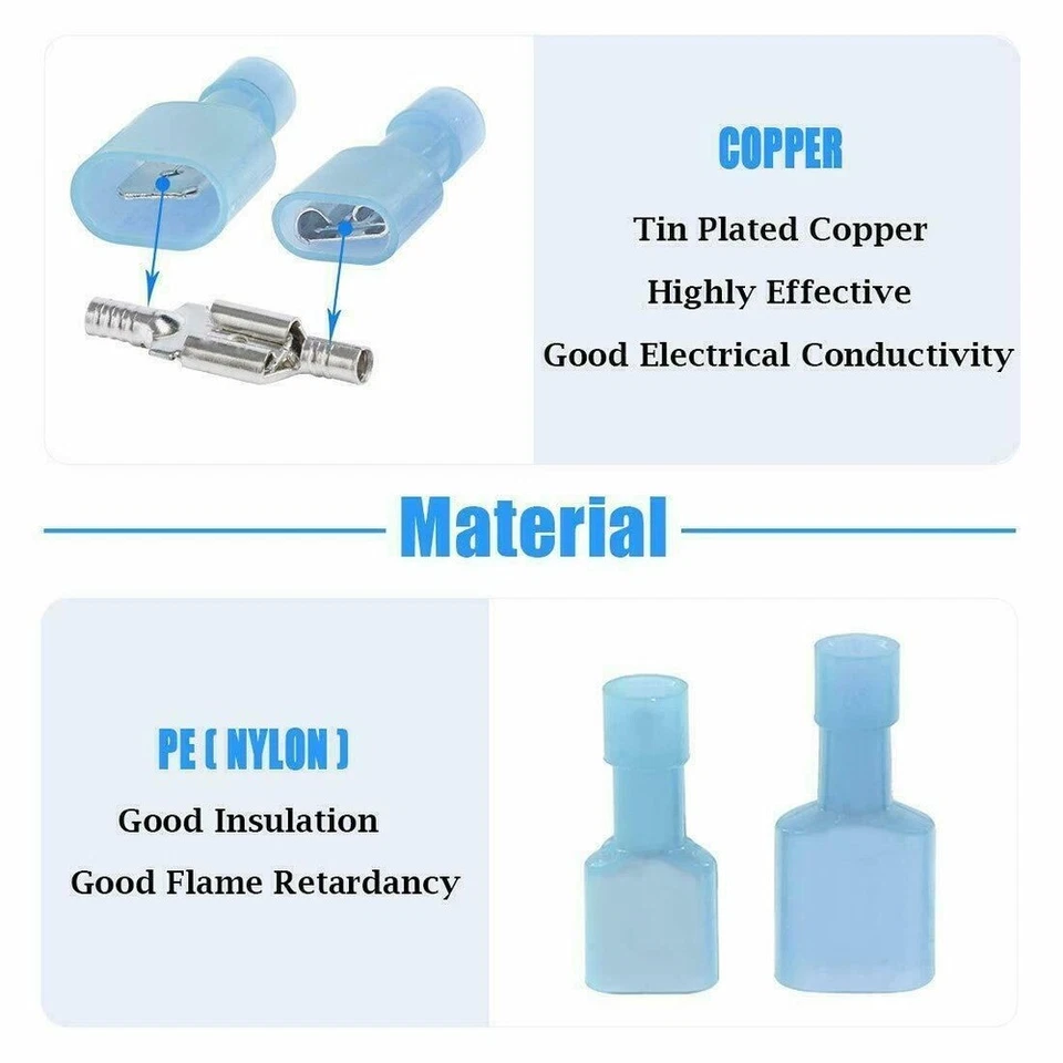 50x Kabelschuh Steckverbinder Flachstecker Flachsteckhülsen 1.5 - 2.5 mm² Set - Bild 4 von 4