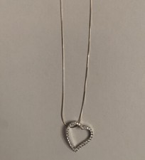 NEW Certified 925 Sterling Silver Cubic Zirconia Open Heart Necklace