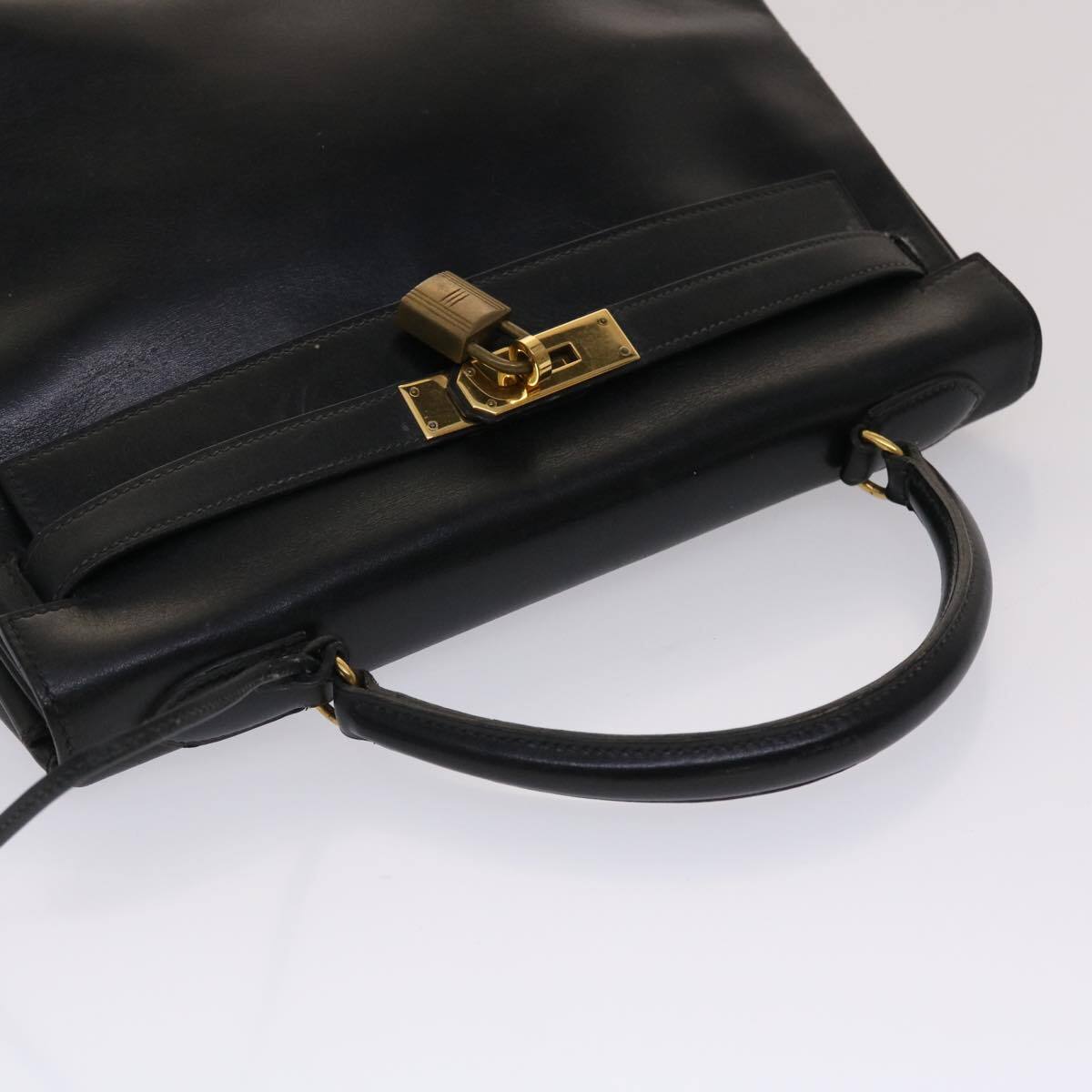 HERMES Kelly 32 Hand Bag Leather Black Auth ni110A - image 5