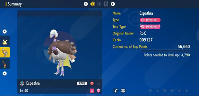 Pokemon Scarlet & Violet 6IV Shiny Espathra Max EVs