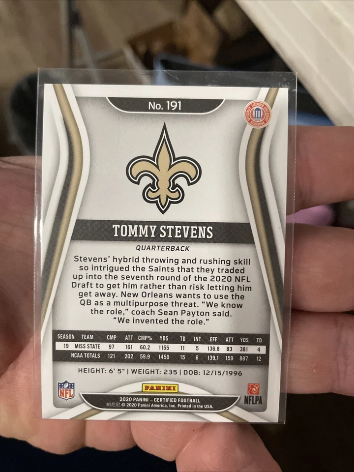 2020 Panini Certified TOMMY STEVENS #191 Mirror Orange /199 RC Saints - Image 2 of 2