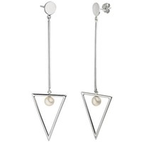 OhrhäNger Dreieck SüßWasser-Perlen Weiß 925 Silber Ohrringe Ohrschmuck Damen