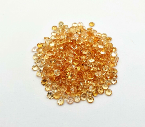 Natural Citrine Round Cut Loose Gemstone Lot 100 Pcs 3 MM - Picture 2 of 5