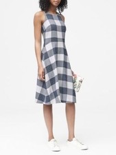 NWT Banana Republic Gingham Tweed Fit-and-Flare Dress, sz 4 #267628