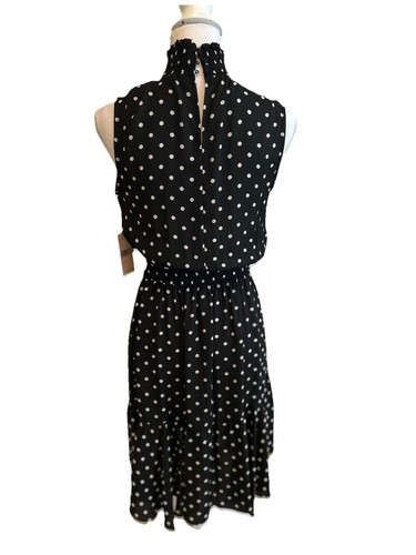 Nanette Lepore BEAUTIFUL Sleeveless Black Polka Dot Chiffon DRESS Size S NWT - Picture 2 of 12