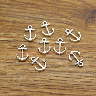 50 Anchor Charms Nautical Ship Sailing Bulk Charms Antique Silver