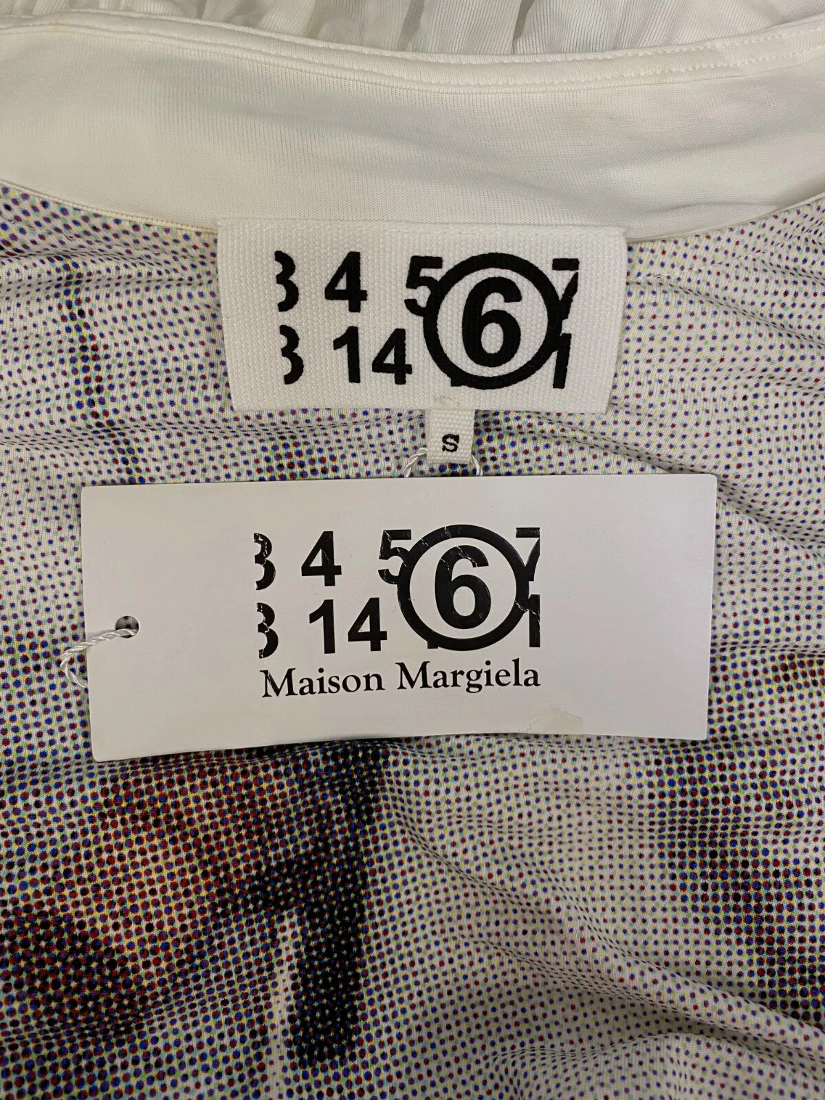 $965 MM6 Maison Margiela abito donna bianco manica corta stampato taglia S