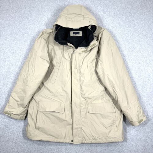Lands End Chore Jacket Mens XXL Tall Barn Coat Utility Nylon Fleece Lined Hood