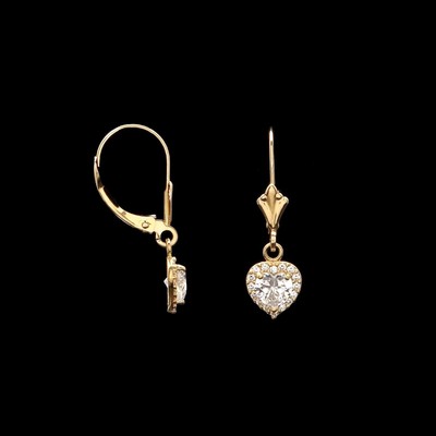 heart shaped leverback earrings