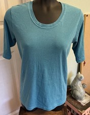 Women’s SEA BREEZE Blue Stripped 100% Cotton Top, Size Small Made In USA EUC!